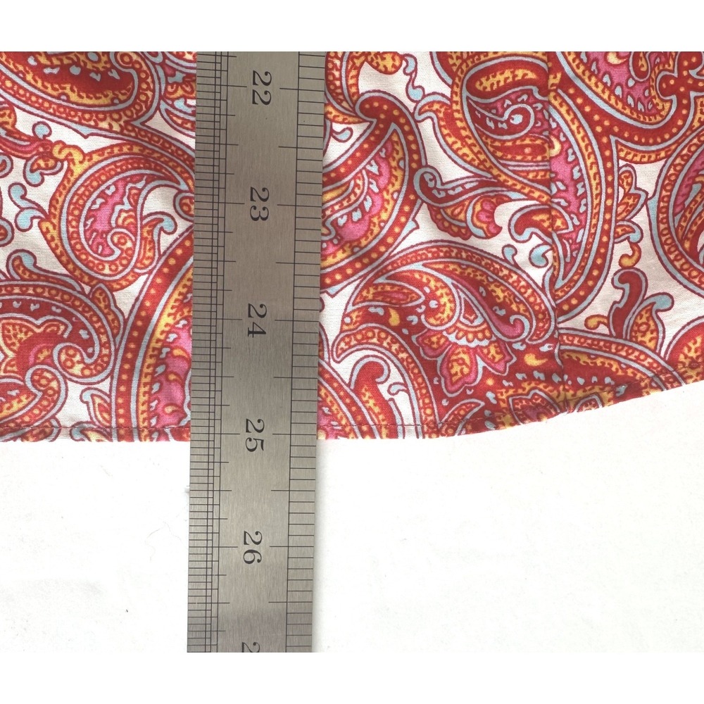 Lands End No Iron Boho Paisley Supima Cotton Button Down Shirt 10P Red Orange - Picture 8 of 10